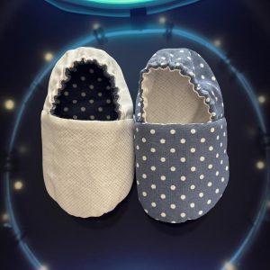 Blue and white polka dots